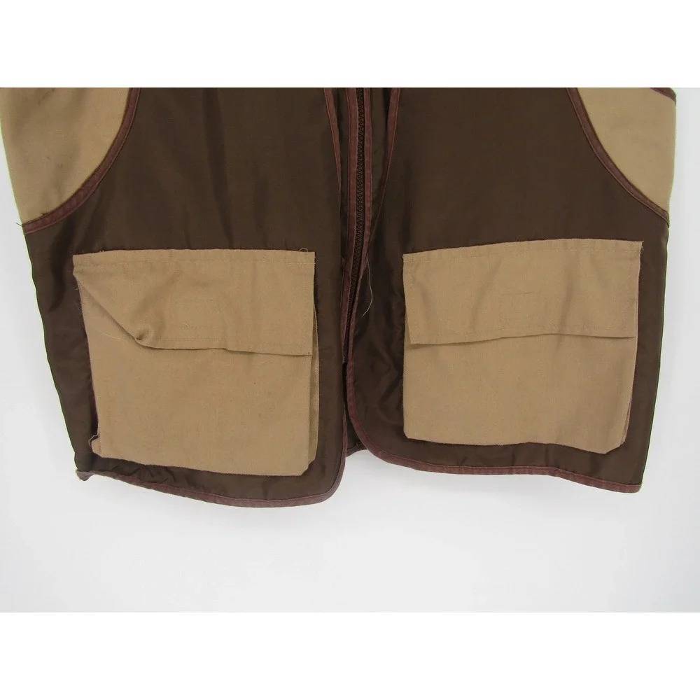 Hunting Shooting Vest XL Brown Tan Quilted Shoulder Utility Pocket Sport Outdoor